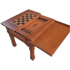 Resim Orta Sehpa Satranç-Tavla Küçük Kayın Lükens Aslan Ayak El Yapım Y 