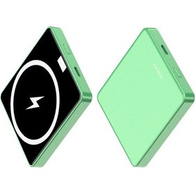 Resim Butu E30 10000mah 15w Kablosuz Şarj Pd + Qc 20w Manyetik Emici Güç Bankası Harici Pil Paketi Telefon Şarj Cihazı Yeşil 