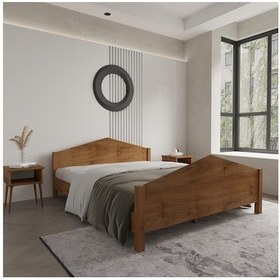 Resim Milano Model Ceviz Renk Çam Ahşap Karyola-99 140 x 200 