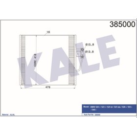 Resim KALE OTO Radyatör 385000 Klima Radyatörü Bmw 5 E36 E39 95- 478X418X16 