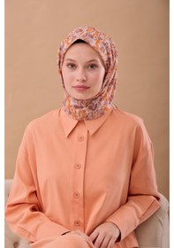 Resim Silk Home Soft Eşarp 73091-36 Turuncu, Kahve, Beyaz, Taş 