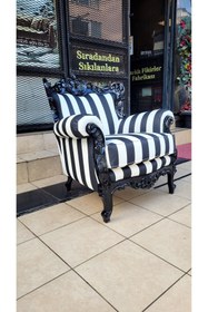 Resim 3A Mobilya 3A MOBİLYA BLACK & WHİTE OYMALI BERJER 