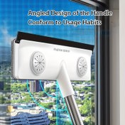 Resim JOYBOS 2'si 1 Arada Cam ve Ekran Temizleme Fırçası Kazıyıcı ile, Yeniden Kullanılabilir Çift Taraflı Uzun Sap Tasarımı, Zor Ulaşılabilen Alanlar için Açılı Başlık, Yatak Odası, Banyo, Araba ve Dış Mekan Kullanımı için Verimli Çok Fonksiyonlu Temizlik Aracı, Çok Yönlü Temizlik Aracı | Şık Tasarım | Paslanmaz Çelik Sap, Banyo Temizlik Araçları 
