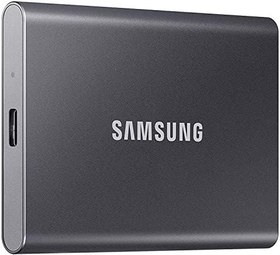 Resim Samsung Taşınabilir T7 SSD, USB 3.2 Gen 2 TB, 1.050 MB/sn Okuma, 1.000 MB/sn Yazma, Gri, MU-PC2T0T 