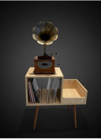 Resim RMD SHOP Sera Plak-Pikap ve Gramofon Sehpası Safir Meşe 