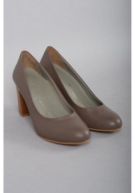 Resim Seç Kundura SEÇ 736 HAKİKİ DERİ TOPUKLU KADIN AYAKKABI (8cm) VİZON 