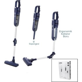Resim Nevamel® Sinbo Dikey Elektrikli Pratik Süpürge - Lacivert Renk - Katlanabilir Boru - 3 Hepa Filtre 