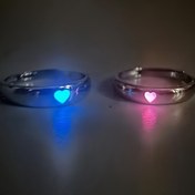 Resim 2 adet Glowing Blue & Pink, Açık Tasarımli, Çiftler İçin Mükemmel Sevgililer Günü Hediyesi, Sevgililer Günü Halkaları|Gotik İlhamlı Halkalar|Çinko Alaşımlı Halkalar 