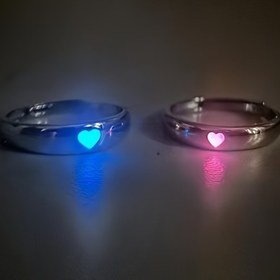 Resim 2 adet Glowing Blue & Pink, Açık Tasarımli, Çiftler İçin Mükemmel Sevgililer Günü Hediyesi, Sevgililer Günü Halkaları|Gotik İlhamlı Halkalar|Çinko Alaşımlı Halkalar 