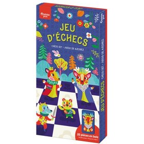 Resim Orman Temalı Satranç Oyunu Hayvan Figürlü İki Seviyeli Satranç Seti 