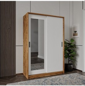 Resim Başak Aynalı Bambu Detaylı Dolap 
