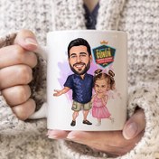 Resim Mükemmel Baba ve Kızı Karikatürlü Kupa Bardak 