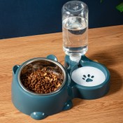 Resim Eğimli Ağızlı Kedi Kasesi, Köpek Kasesi, Kedi Pirinç Kabı, Çift Paslanmaz Çelik Otomatik Doldurulabilir Evcil Hayvan Kasesi, İki-in-Bir İçme ve Besleme Cihazı 