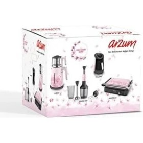 Resim Arzum Pro Kiraz Çiçeği Elektrikli Çeyiz Seti Paslanmaz Çelik Aksesuarlarla 5 Parça 