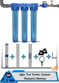 Resim Daire Bina Sayaç Girişi 20" Inc 3 Aşama Su Arıtma (Tortu , Çamur Önleyici Yumuşatma Sistemi) 