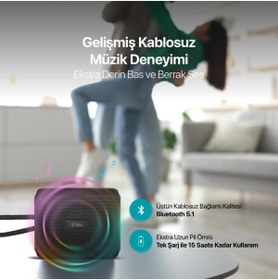 Resim Ttec Bt5.1v Ipx6 Su Geçirmez Çift Sürücülü Taşınabilir Kablosuz Hoparlör Speaker, Askılıklı Mikforon 
