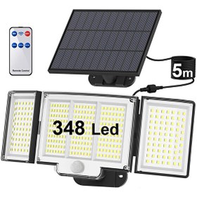 Resim Greentech GT-SL30 348 Ledli Güneş Enerjili Hareket Sensörlü 3 Taraflı Aydınlatma 