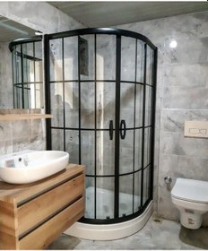 Resim Ozelduş Siyah Profil Siyah Çizgili 70x70 Duşakabin Siyah 