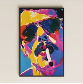 Resim Pop-art Tarzı Renkli Bıyıklı Portre Şeffaf Pleksi Tablo 