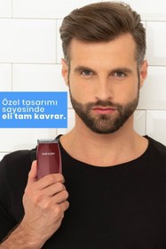 Resim GoldMaster Ruby Sessiz Çalışan Güçlü Motor Paslanmaz Çelik Bıçaklı Kırmızı Saç Ve Sakal Şekillendirme Makinesi 