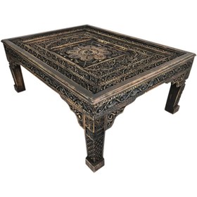 Resim Turkiano Merv Art Gallery Şahmeran Orta Sehpa Eskitme Koyu Ceviz Renk M378 