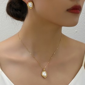 Resim Arkadaş ve aile için göndermek için 2 adet geometrik oval şekilli dans partisi kolye ve küpe takımı 