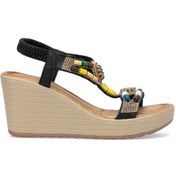 Resim Guja 25y155-1 Kadın Taşlı Dolgu Topuk Sandalet Siyah Siyah 