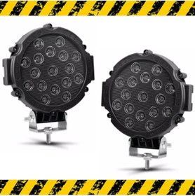 Resim Point Off Road Projektör Metal Kapak Beyaz Işık 17 Led Yuvarlak 18 Cm Siyah Çerçeve 2 Adet 