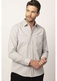 Resim Tudors 26399 Klasik Fit Uzun Kol Armürlü Erkek Gömlek Bej 