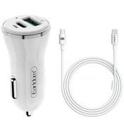 Resim Genel Markalar Araç Çakmaklık Şarj Başlığı 2 Usb 12-24v 18w Qc3.0+pd Hızlı Şarj Aleti Type-c Ios Kablo 