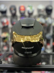 Resim Scoyco 865 Gold Vizör Kapalı Kask Mat Siyah 