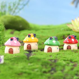 Resim 4 Parça Art Deko Stili Minyatür Mantar Evi Figürinleri - Peri Bahçesi Aksesuarları, Reçine Koleksiyoncu Heykelleri, Dekoratif Mini Şato Peyzaj Süsleri, Çeşitli Oda Tipleri için Elektriksiz 