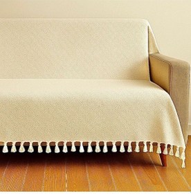 Resim Dama Desen Dokuma %100 Pamuklu Çok Amaçlı Pike Koltuk Örtüsü 180x230 Bej 
