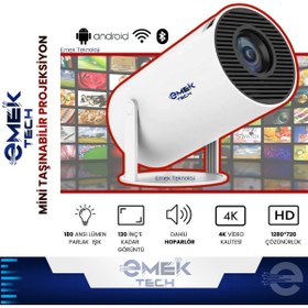 Resim PİNK İTHALAT 130" Hd Akıllı Projeksiyon Cihazı (Wifi,Bluetooth,180 ANSI Lümen, HD Görüntü + Asmalı Perde 