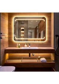 Resim Recta Günışığı Kumlamalı Lavabo & Banyo Aynası Dokunmatik Sensörlü 65 X 90 Cm 
