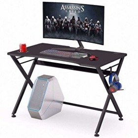 Resim Zizuva Tasarım 140x75x70 CM Askılıklı Siyah Oyuncu ve Çalışma Masası 