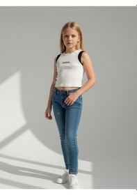 Resim Kız Cocuk Pamuklu Fitiili Crop Bluz-16763 Beyaz Siyah 