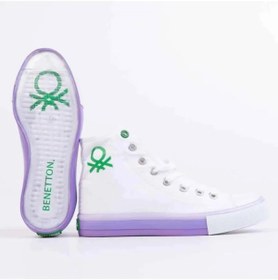 Resim Benetton 30189 Renkli Taban Boğazlı Bağcıklı Keten Kadın Yazlık Sneakers Ayakkabı 