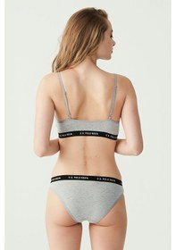 Resim U.S. Polo Assn. Kadın Gri Melanj Büstiyer Slip Set 65004 Gri 