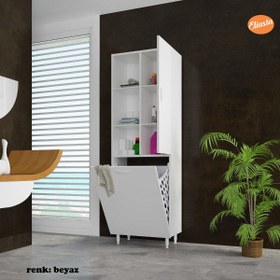 Resim Modilayn Kirli Çamaşır Dolabı Düşer Kapaklı Banyo Dolabı 