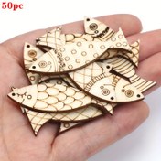 Resim 50 adet Deniz Temalı Ahşap Balık Süsleri, 5.08cm El Boyaması Ahşap Kesimler, DIY El İşleri, Scrapbooking, Ev & Parti Dekoru için Karmaşık Desenlerle - Düğünler, Doğum Günleri, Tatiller, Deniz Dekoru için İdeal 