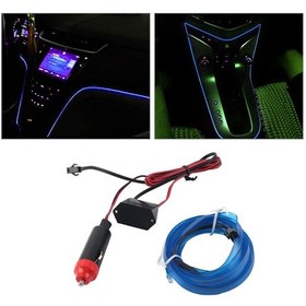 Resim Wezone Oto İç Dekorasyon Işıklı Şerit - Mavi Soğuk Işık Led, 3 Metre, Klip Tipi, Sigara Ateşleyici Beslemeli, Esnek Ve Kesilebilir 