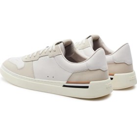 Resim Boss Erkek Marka Logolu Bağcıklı Kaydırmaz Tabanlı Günlük Beyaz-Bej Sneaker 50517303-120 