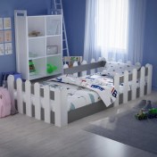 Resim Montessori Karyola Beyaz-Antrasit 90X190 Yatak Uyumlu Oval Kesim Çocuk Yatağı TLP-305 