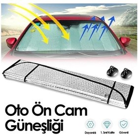 Resim Oto Ön Cam Güneşlik 140X70 Metalize Tüm Araçlara Uyumlu (545756524) 