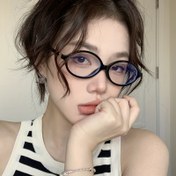 Resim 1 Çift Şık Elips Tam-Çerçeve PC Gözlükler - Kadınlar için Minimalist Mavi Işık Engelleyici Gözlükler, Hafif ve Dayanıklı, Günlük Kıyafetler İçin Mükemmel, Her Gün Kullanım İçin Uygun | Kore Stili Çerçeveler | Dayanıklı Çerçeveler 