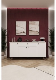 Resim Asra Trend Lüks Konsol Tv Ünitesi %100 Mdf Salon Ve Yemek Odası Ünitesi Knsl03 Beyaz 