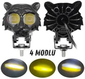 Resim Kedi Göz Sis Farı Çift Renk Sarı-Beyaz Araç Motosiklet Off Road Led Lamba Metal Çalışma Lambası 1 Ad 