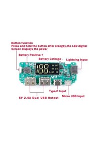 Resim Powerbank Çift Usb 5v 2.4a Ledli Micro Usb Ve Type-c Modülü 