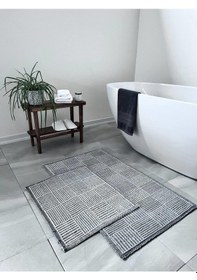 Resim More Boucle Doğal Pamuklu 2'li Banyo Paspas Seti 60x100 50x60 Grey Gri 